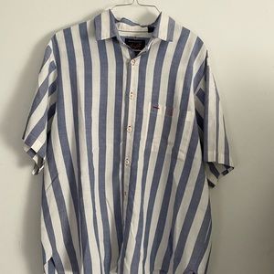 Vintage Blue and White Striped Button Down Shirt